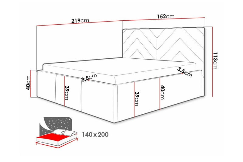 Derry Sengeramme 140x200 cm - Møbler - Senge - Sengeramme & sengestel