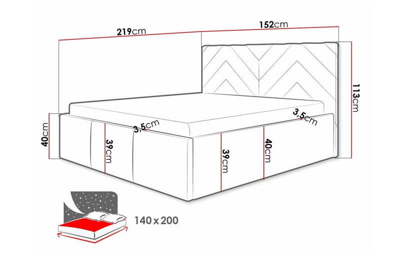 Derry Sengeramme 140x200 cm - Møbler - Senge - Sengeramme & sengestel