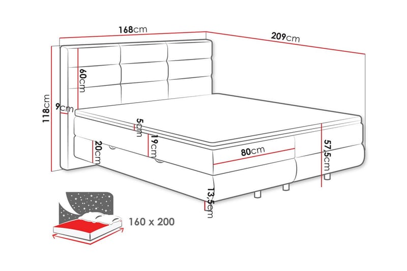 Derry Sengeramme 160x200 cm - Beige - Sengeramme & sengestel