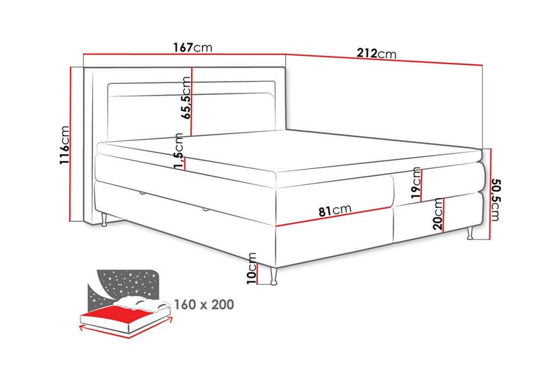 Derry Sengeramme 160x200 cm - Hvid - Sengeramme & sengestel