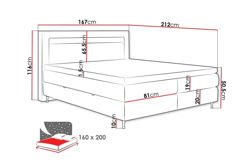 Derry Sengeramme 160x200 cm - Sort - Sengeramme & sengestel