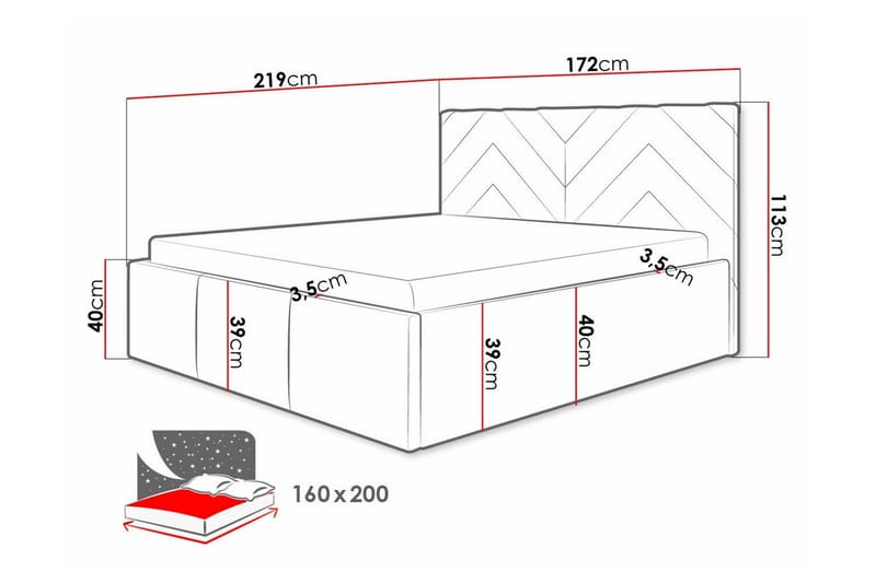 Derry Sengeramme 160x200 cm - Møbler - Senge - Sengeramme & sengestel