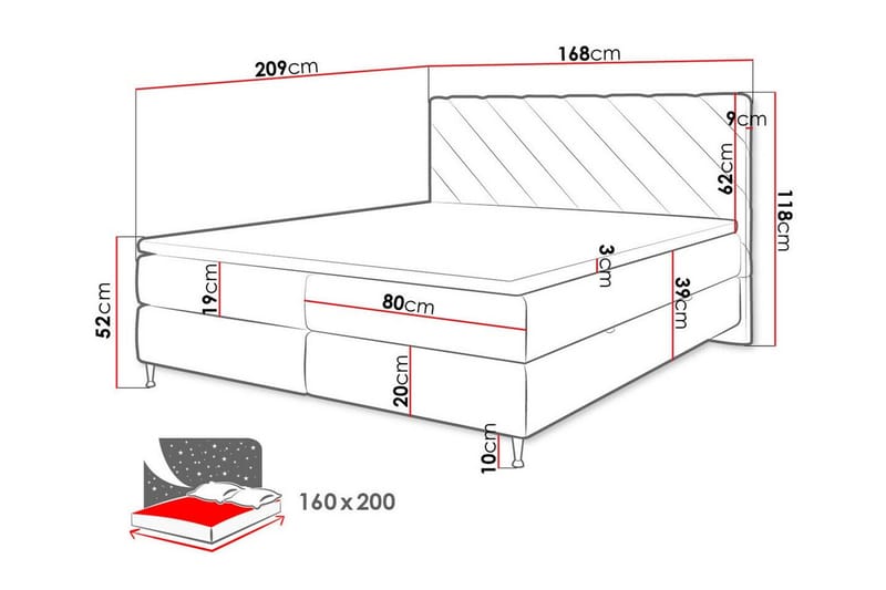 Derry Sengeramme 160x200 cm - Møbler - Senge - Sengeramme & sengestel