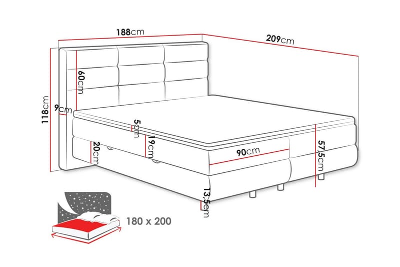 Derry Sengeramme 180x200 cm - Beige - Sengeramme & sengestel