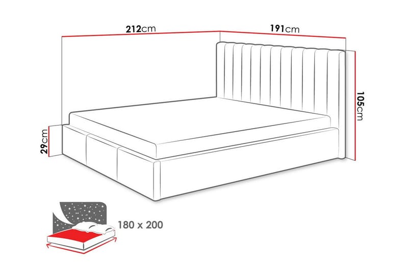 Derry Sengeramme 180x200 cm - Grå - Møbler - Senge - Sengeramme & sengestel