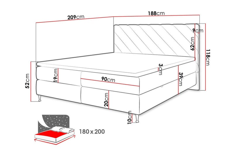 Derry Sengeramme 180x200 cm - Grøn - Møbler - Senge - Sengeramme & sengestel