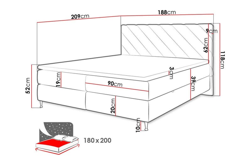 Derry Sengeramme 180x200 cm - Møbler - Senge - Sengeramme & sengestel