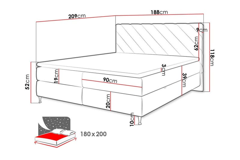 Derry Sengeramme 180x200 cm - Møbler - Senge - Sengeramme & sengestel