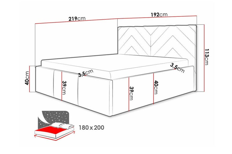 Derry Sengeramme 180x200 cm - Møbler - Senge - Sengeramme & sengestel
