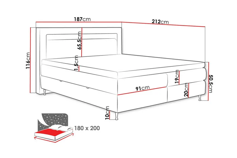Derry Sengeramme 180x200 cm - Møbler - Senge - Sengeramme & sengestel