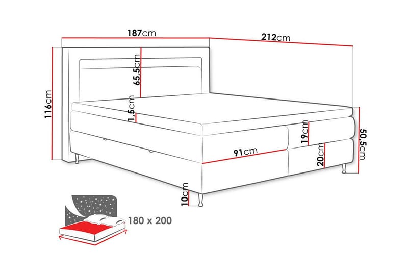 Derry Sengeramme 180x200 cm - Møbler - Senge - Sengeramme & sengestel