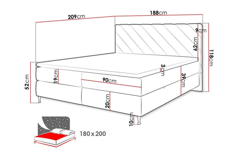 Derry Sengeramme 180x200 cm - Møbler - Senge - Sengeramme & sengestel