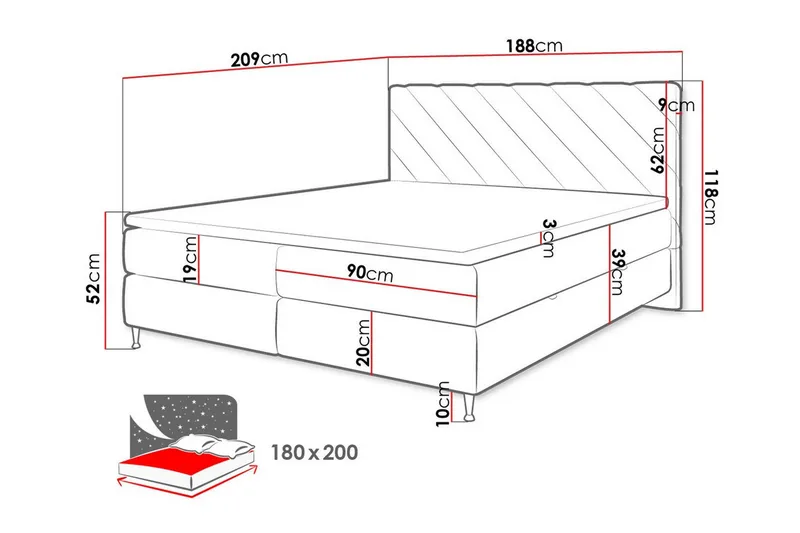 Derry Sengeramme 180x200 cm - Møbler - Senge - Sengeramme & sengestel