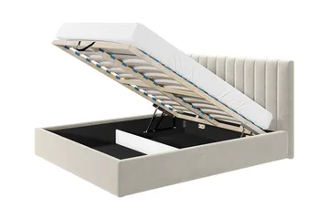 Derry Sengeramme med Opbevaring 160x200 cm - Cream - Møbler - Senge - Sengeramme & sengestel