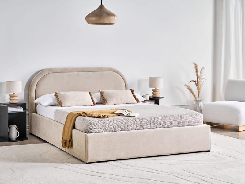Dobbeltseng Quillien 140x200 cm - Lys beige - Møbler - Senge - Sengeramme & sengestel