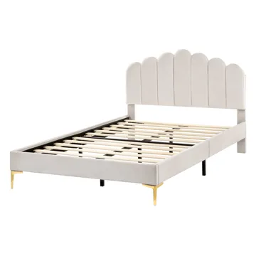 Dobbeltseng Sauvian 120x200 cm - Off-White - Møbler - Senge - Sengeramme & sengestel