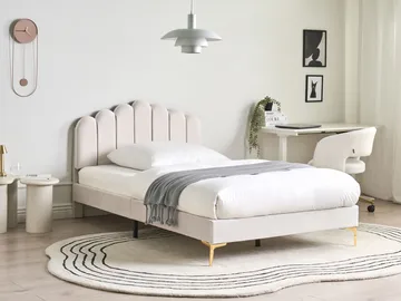 Dobbeltseng Sauvian 120x200 cm - Off-White - Møbler - Senge - Sengeramme & sengestel