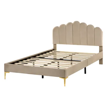 Dobbeltseng Sauvian 120x200 cm - Taupe - Møbler - Senge - Sengeramme & sengestel
