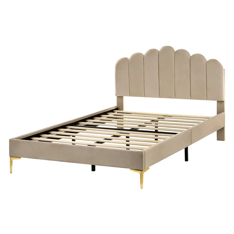 Dobbeltseng Sauvian 120x200 cm - Taupe - Møbler - Senge - Sengeramme & sengestel
