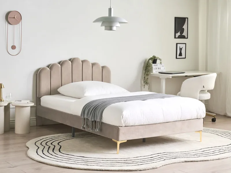 Dobbeltseng Sauvian 120x200 cm - Taupe - Møbler - Senge - Sengeramme & sengestel