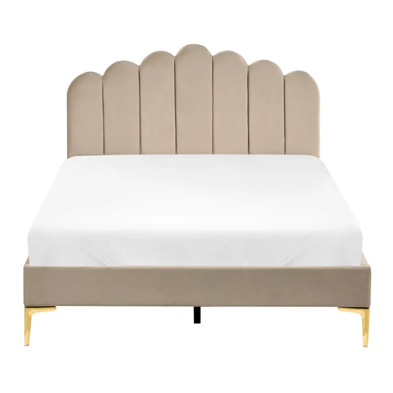 Dobbeltseng Sauvian 120x200 cm - Taupe - Møbler - Senge - Sengeramme & sengestel