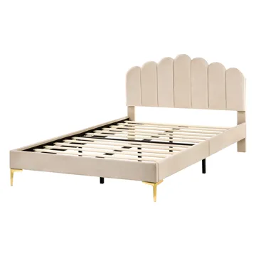 Dobbeltseng Sauvian 140x200 cm - Beige - Møbler - Senge - Sengeramme & sengestel