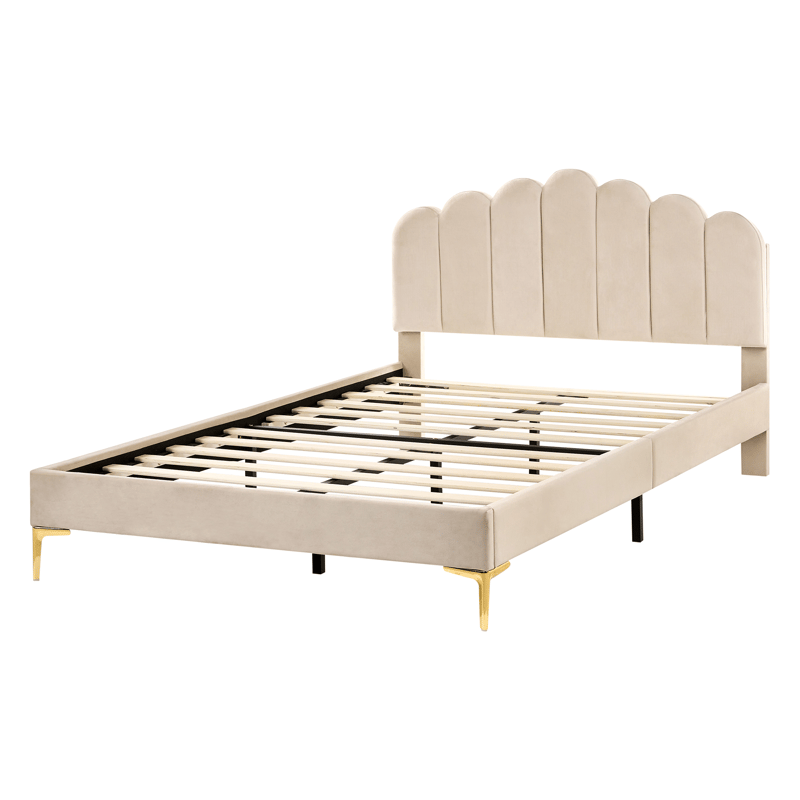Dobbeltseng Sauvian 140x200 cm - Beige - Møbler - Senge - Sengeramme & sengestel
