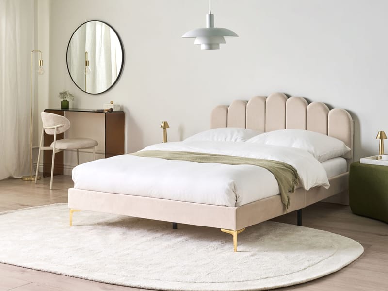 Dobbeltseng Sauvian 140x200 cm - Beige - Møbler - Senge - Sengeramme & sengestel