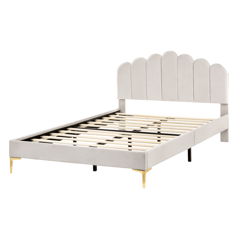 Dobbeltseng Sauvian 140x200 cm - Off-White - Møbler - Senge - Sengeramme & sengestel