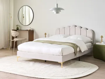 Dobbeltseng Sauvian 140x200 cm - Off-White - Møbler - Senge - Sengeramme & sengestel