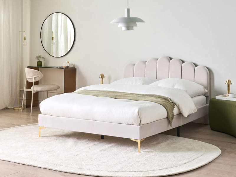 Dobbeltseng Sauvian 140x200 cm - Off-White - Møbler - Senge - Sengeramme & sengestel