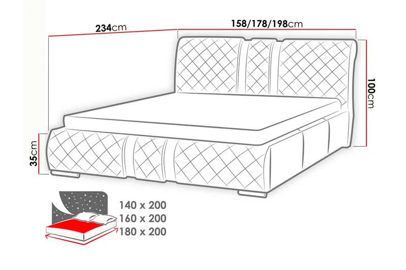 Dynir Sengeramme 160x200 cm - Hvid - Møbler - Senge - Sengeramme & sengestel