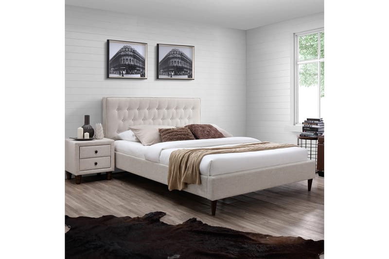 Emilia Seng 90x200 cm Lysbeige - Møbler - Senge - Sengeramme & sengestel