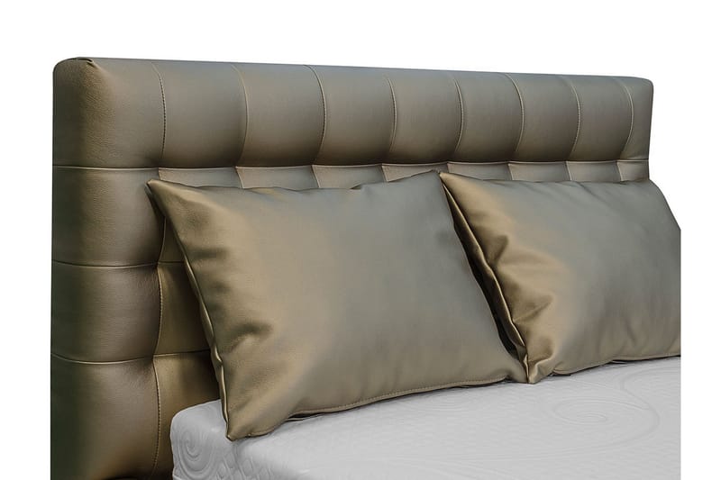 Faldet Sengepakke – Enkeltseng 90x200 cm med Opbevaring og Sengegavl + Topmadras - Taupe - Møbler - Senge - Sengeramme & sengestel