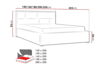 Falskog Seng 120x200 cm Metalramme - Hvid - Møbler - Senge - Sengeramme & sengestel