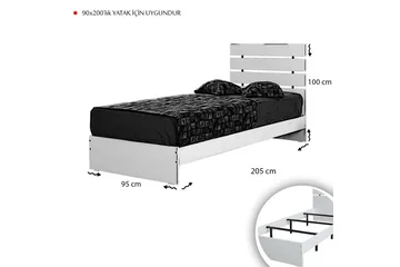 Firkantet sengeramme 90x200 cm - Hvid - Møbler - Senge - Sengeramme & sengestel