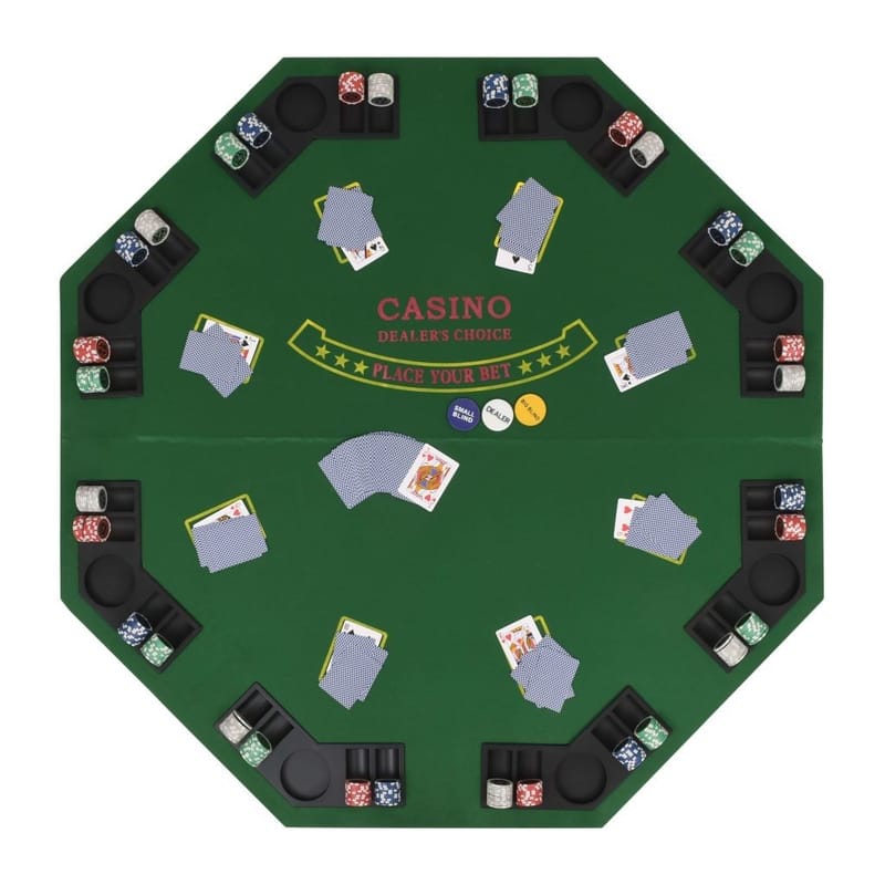 Foldbar Pokerbordplade Til 8 Spillere 2-Fold Ottekantet Grøn - Grøn - Møbler - Senge - Sengeramme & sengestel