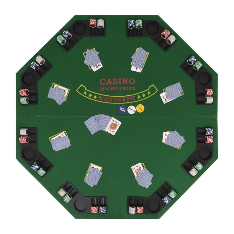 Foldbar Pokerbordplade Til 8 Spillere 2-Fold Ottekantet Grøn - Grøn - Sengeramme & sengestel