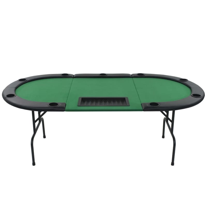 Foldbart Pokerbord Til 9 Spillere 3-Fold Oval Grøn - Grøn - Sengeramme & sengestel