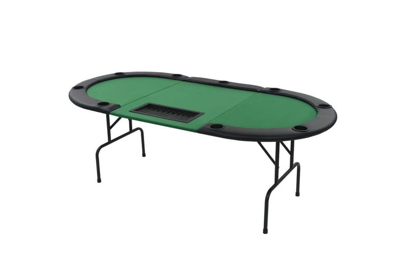 Foldbart Pokerbord Til 9 Spillere 3-Fold Oval Grøn - Grøn - Møbler - Senge - Sengeramme & sengestel