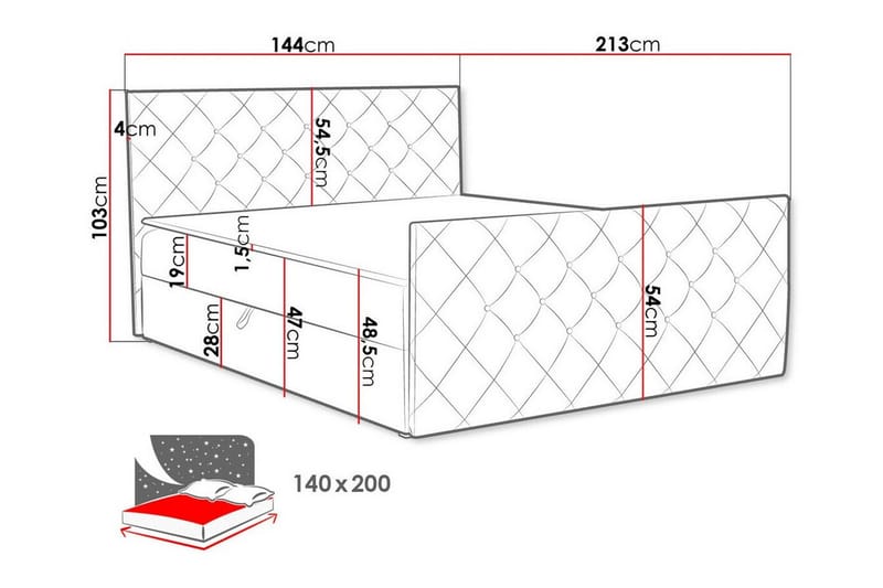 Hattie Sengramme 140x200 cm - Beige - Sengeramme & sengestel