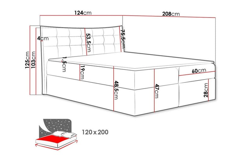 Hayton Sengepakke 120x200 cm i Fløjl med Opbevaring + Sengegavl + Topmadras - Grøn - Møbler - Senge - Sengeramme & sengestel