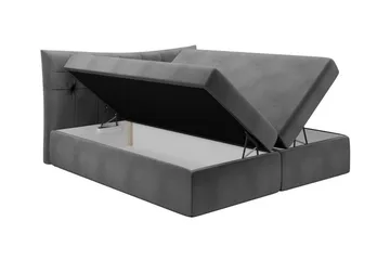 Hayton Sengepakke 120x200 cm i Stof med Opbevaring + Sengegavl + Topmadras - Gul - Møbler - Senge - Sengeramme & sengestel