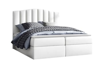 Herstello Sengepakke med Opbevaring 120x200 cm i Kunstlæder med Sengegavl + Topmadras - Hvid - Møbler - Senge - Sengeramme & sengestel