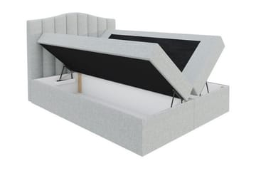 Herstello Sengepakke med Opbevaring 120x200 cm i Kunstlæder med Sengegavl + Topmadras - Hvid - Møbler - Senge - Sengeramme & sengestel