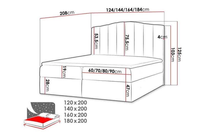 Herstello Sengramme 140x200 cm - Hvid - Sengeramme & sengestel