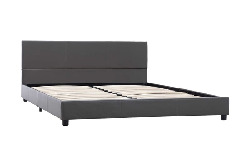 Hydraulisk Opbevaringsseng 140 X 200 Cm Kunstlæder Grå - Grå - Møbler - Senge - Sengeramme & sengestel