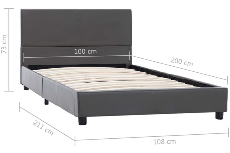 Hydraulisk Opbevaringsseng 140 X 200 Cm Kunstlæder Grå - Grå - Møbler - Senge - Sengeramme & sengestel