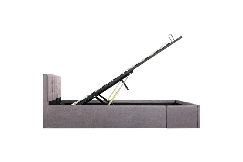 Hydraulisk Opbevaringsseng 160 X 200 Stof Gråbrun - Brun - Møbler - Senge - Sengeramme & sengestel