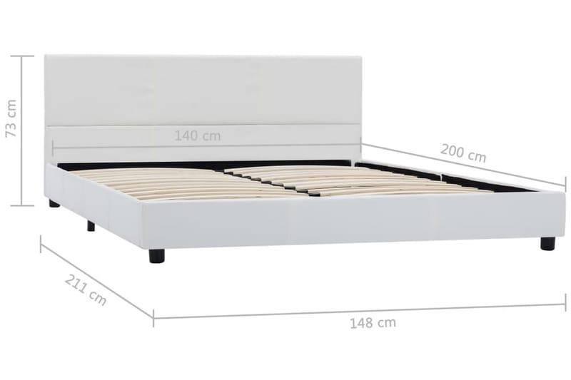 Hydraulisk Opbevaringsseng 180 X 200 Cm Kunstlæder Hvid - Hvid - Møbler - Senge - Sengeramme & sengestel
